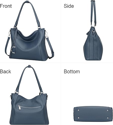 joyluxee Genuine Leather Purses for Women Large Hobo Bags Lady Shoulder Handbags with Detachable Strap