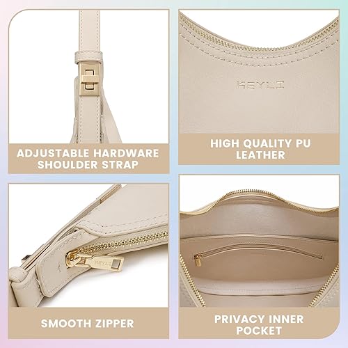 joyluxee Shoulder Bag for Women Stylish Casual Clutch Purses for Women 3 Ways Adjust Strap Hobo Handbags with Zip Closure